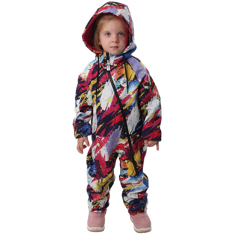 Kidscare - salopeta impermeabila pentru copii kidscare, cu protectie la vant si apa cu imprimeu graffiti - marime 122