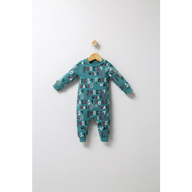 Salopeta pentru bebelusi de iarna forest, tongs baby, baietei (culoare: albastru, marime: 3-6 luni)
