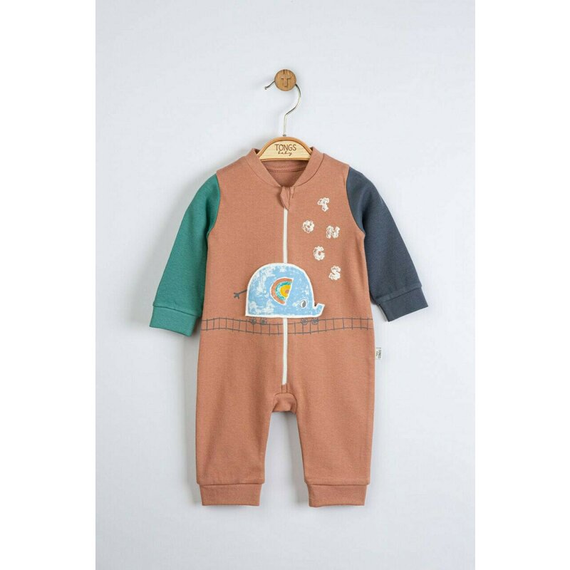 Tongs baby - salopeta pentru bebelusi elefantel, (culoare: galben, marime: 6-9 luni)