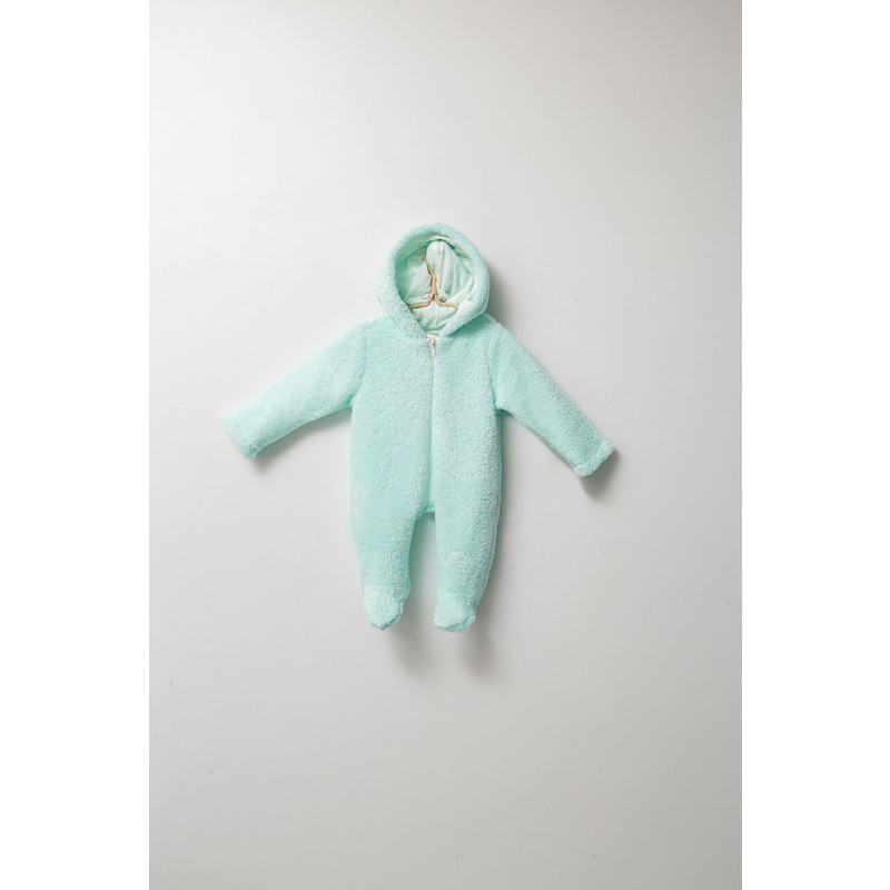 Salopeta plusata de iarna pentru bebelusi, tongs, captusita cu fermoar, verde (marime: 3-6 luni)