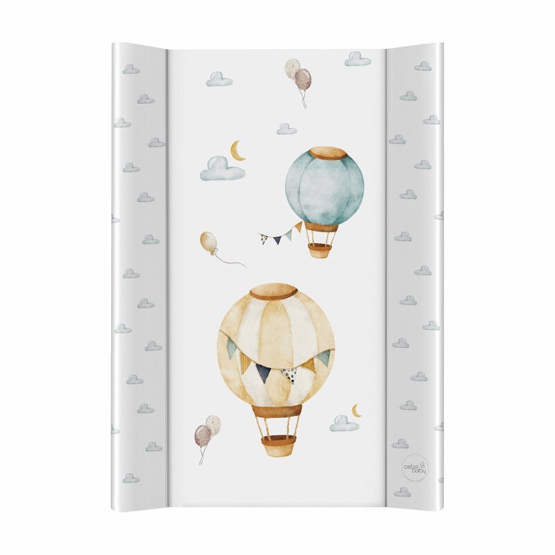 Saltea de infasat, Ceba Baby, Cu Intaritura, Pentru comode, masute de infasat si patuturi, 50x70 cm, Fara BPA, Certificata Oeko-Tex Standard 100, 0 luni+, Basic Balloons