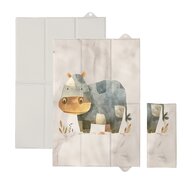 Saltea de infasat, Ceba Baby, Pliabila, 60x40 cm, Suprafata impermeabila, Multifunctionala, Pentru acasa si in deplasari, Basic Cosy Hippo