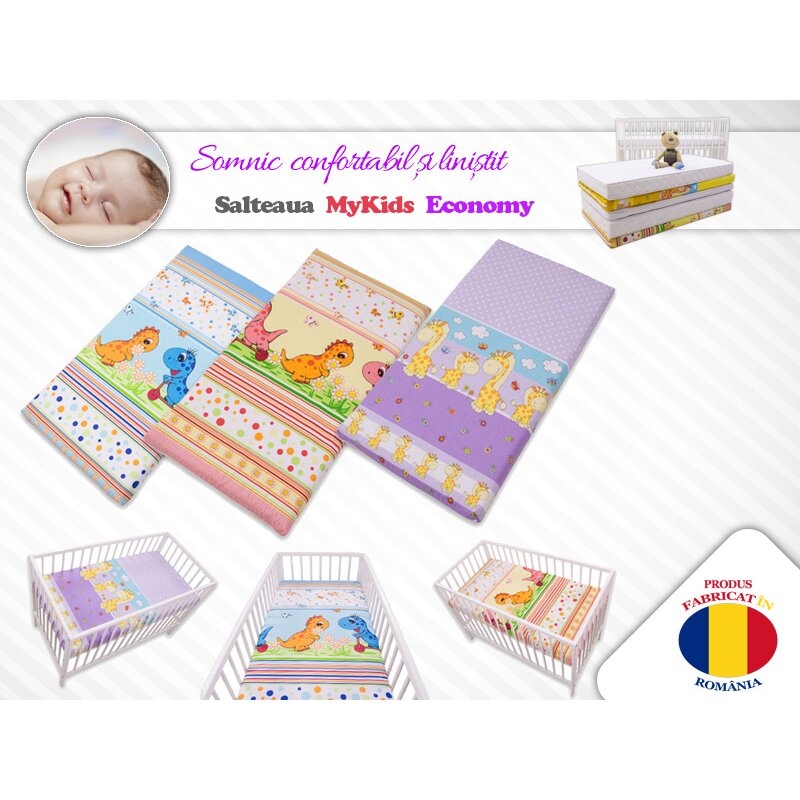 Mykids - saltea pentru patut economy i color , diverse modele din bumbac, 120x60 cm, 10 cm cocos-spuma