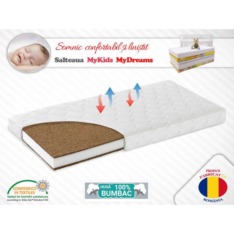 MyKids - Saltea fibra cocos MyDreams II 115x55x8 cm