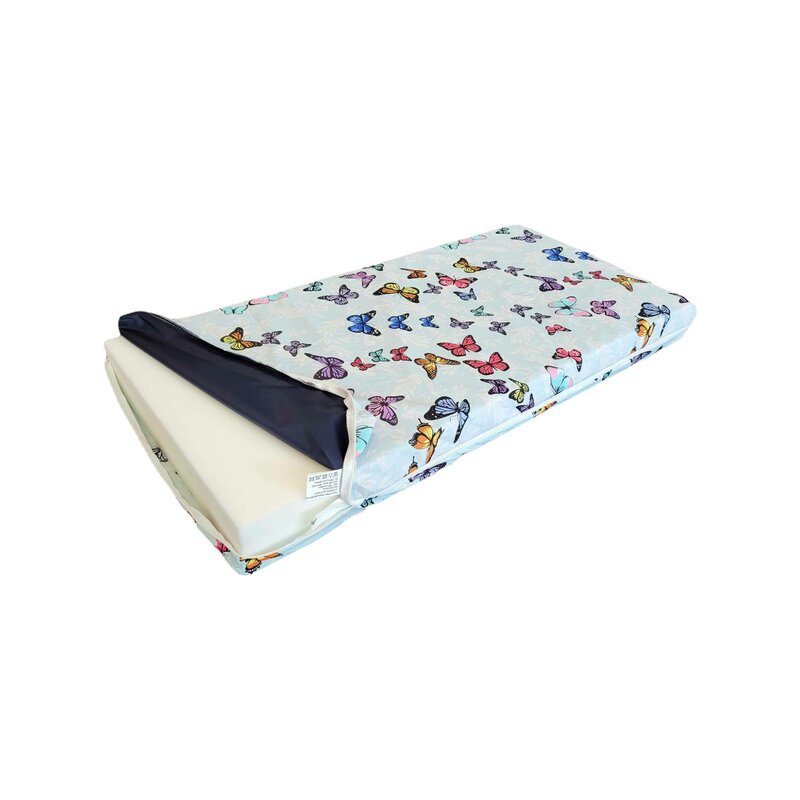 Somnart - saltea pat 70x140 memory cu husa protectie impermeabila pentru bebelusi si copii, fluturi