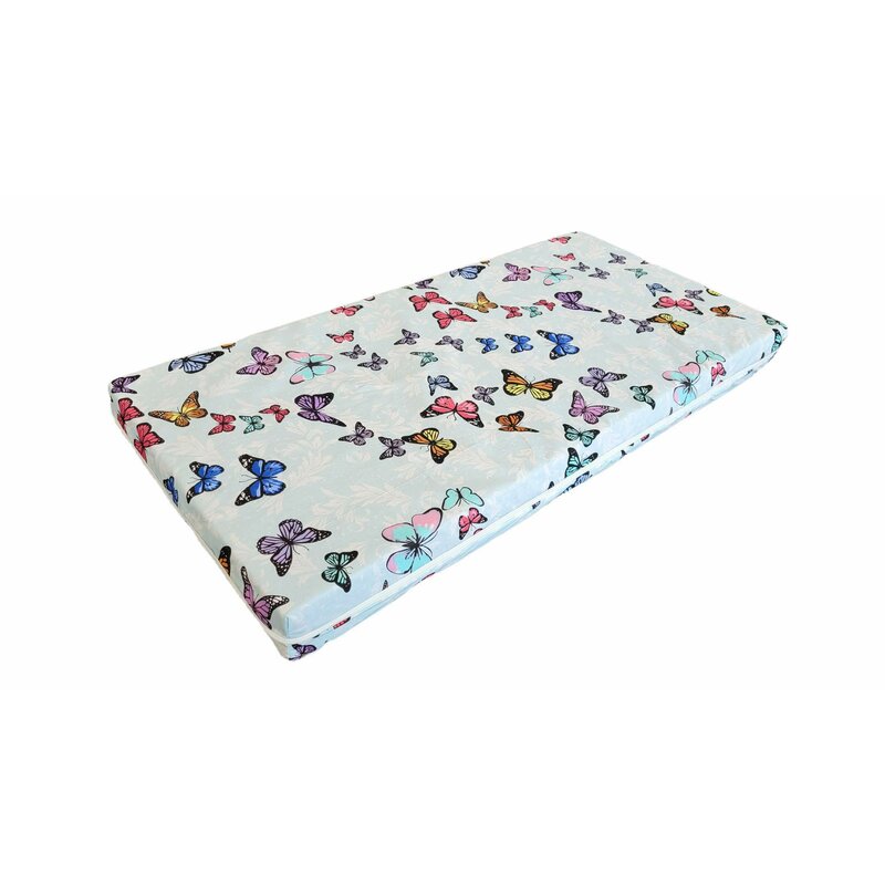 Somnart - saltea pat ortopedica cu husa protectie impermeabila pentru bebelusi si copii model fluturi 60x120