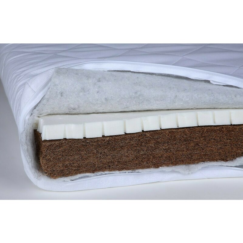 Saltea pentru patut yappylatex din cocos si latex, yappykids, 160x80x9 cm, alb