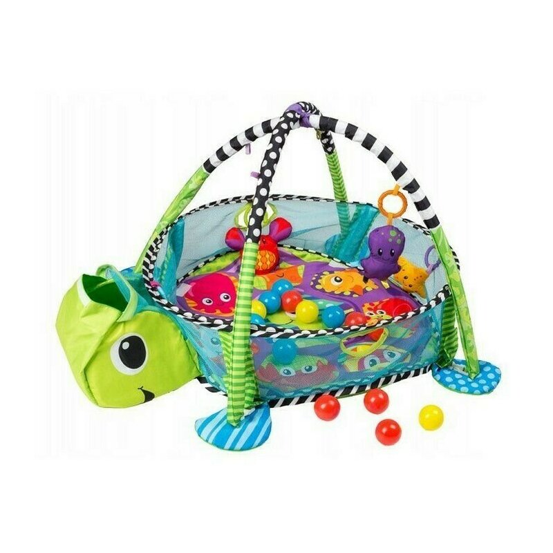 Ecotoys - salteluta interactiva brosca testoasa cu bile, 68x50 cm, verde