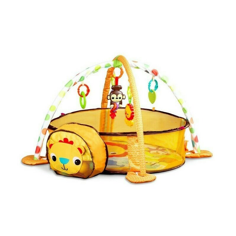 Ecotoys - salteluta interactiva leu cu bile, 77x77 cm