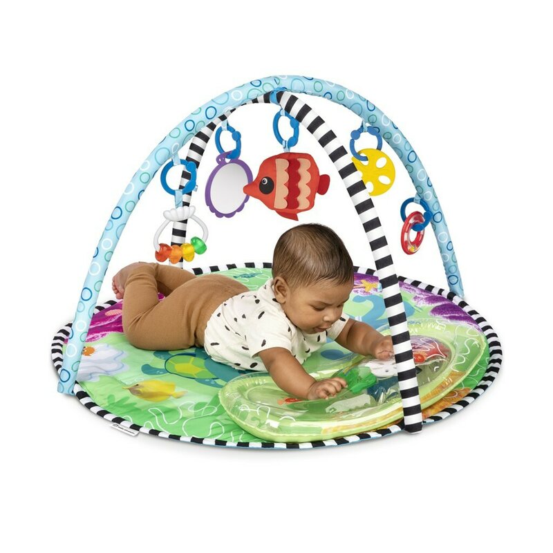 Salteluta interactiva, Baby Einstein, Sea Floor Explorers, Include covoras de apa, 5 jucarii, Pentru activitati educationale, 81x81x46 cm, Multicolor