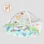 Salteluta interactiva, Lionelo, Anika, 8 jucarii senzoriale, detasabile, fosnaitoare, logopedice, Lavabila la masina, Husa din bambus, 116x112 cm, Multicolor - 13