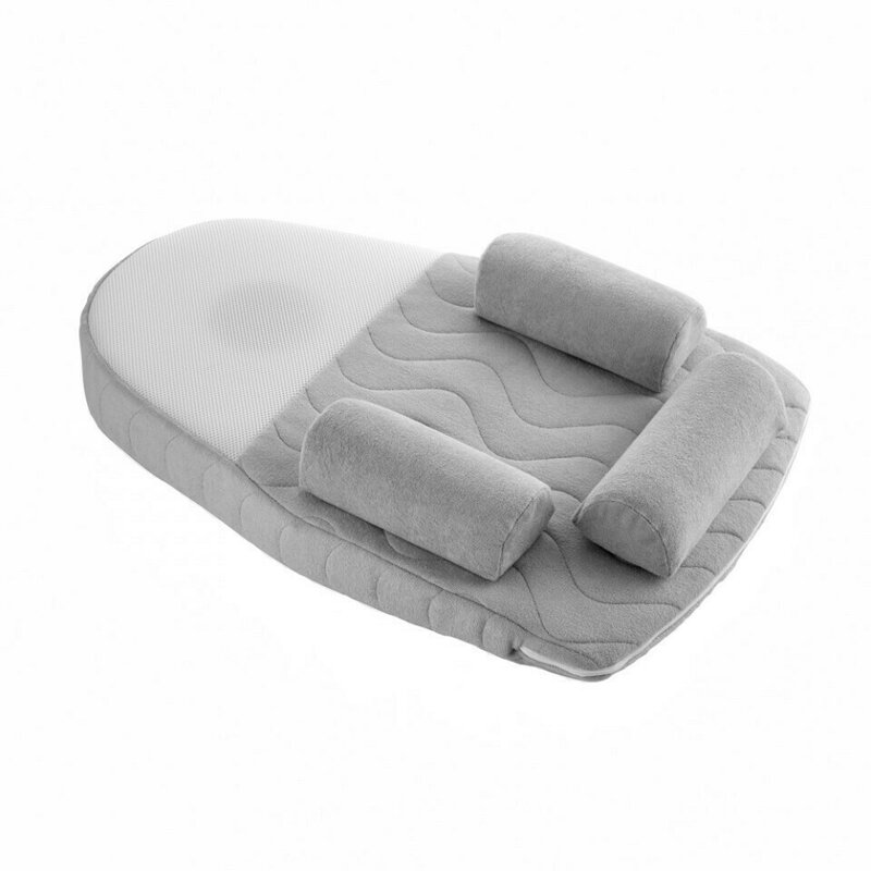 Babyjem - salteluta plan inclinat si saculet cu samburi de cirese 70x43 cm velvet (culoare: gri)