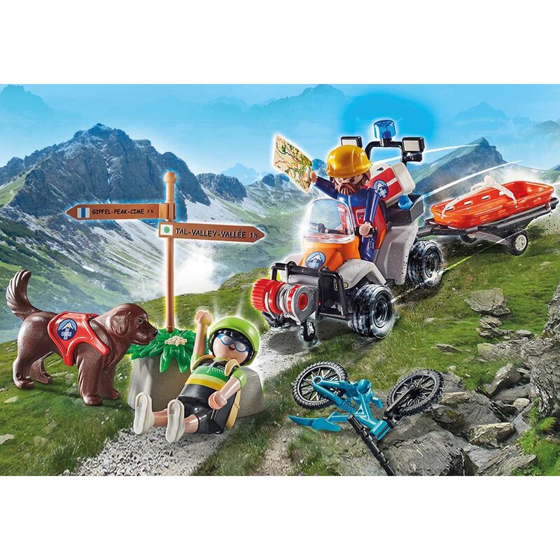 Playmobil - set de constructie salvator montan cu atv , rescue action