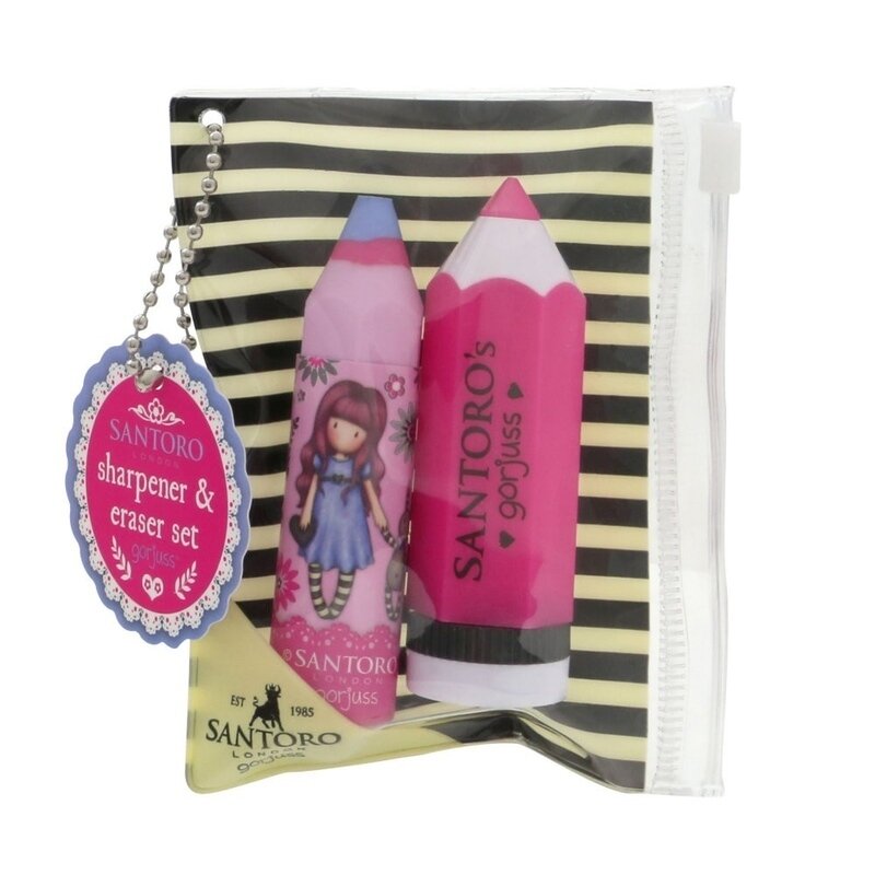 Ascutitoare si radiera in pouch gorjuss fiesta my gift to you
