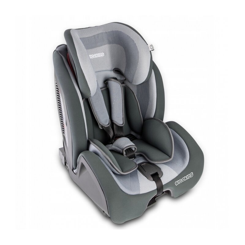 Ricokids - scaun auto qway , spatar reglabil, 9-36 kg, cu isofix, albastru/gri