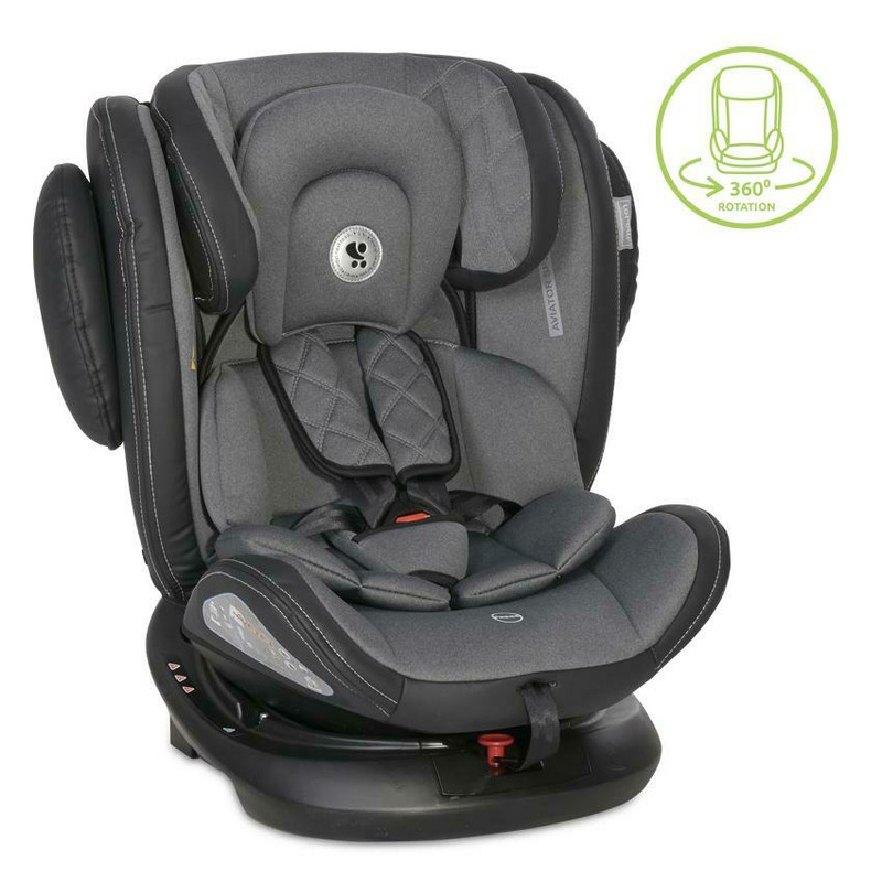Scaun auto, aviator, isofix, 0-36 kg, rotativ 360 grade, black & dark grey