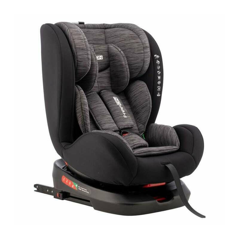 Scaun auto, FreeON, Sierra, Pentru copii, I-size, Nastere - 150 Cm, Rotire 360° grade, Tehnologie Isofix I-Size, Top Tether, Spatar reglabil, Conform cu ECE R129, Black Grey