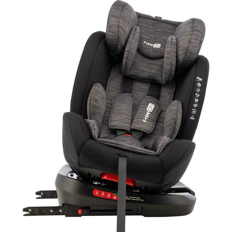 Scaun auto, FreeON, Sierra, Pentru copii, I-size, Nastere - 150 Cm, Rotire 360° grade, Tehnologie Isofix I-Size, Top Tether, Spatar reglabil, Conform cu ECE R129, Black Grey