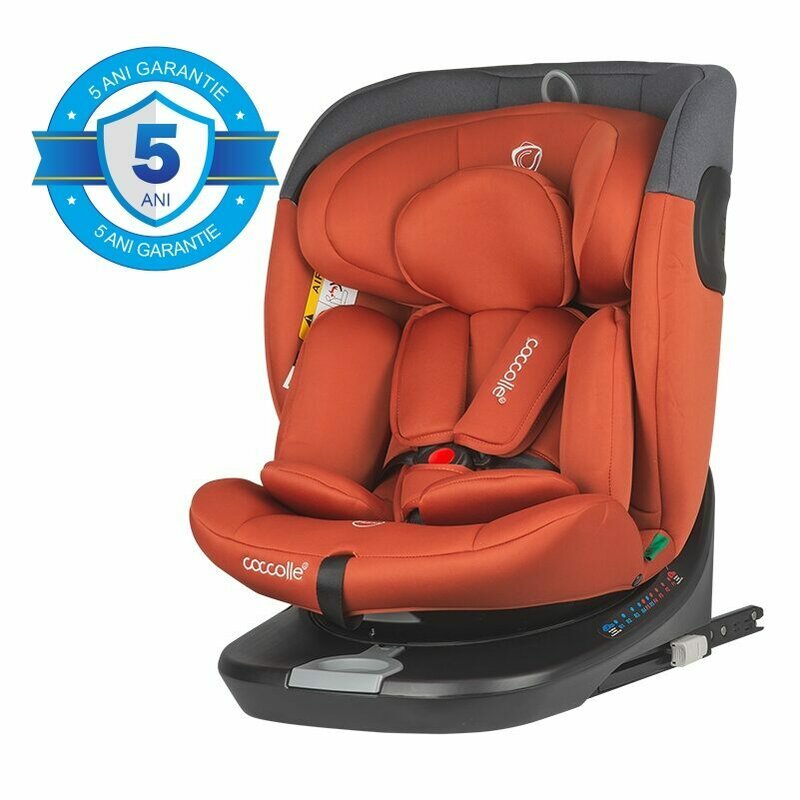 Scaun auto, Coccolle, Atira, i-Size, 40-150 cm, 9-36 kg, Rotire 360, Cu sistem Isofix+Top Tether, Tetiera reglabila in 12 pozitii, Scaun reglabil in 4 pozitii, Cinnamon brown