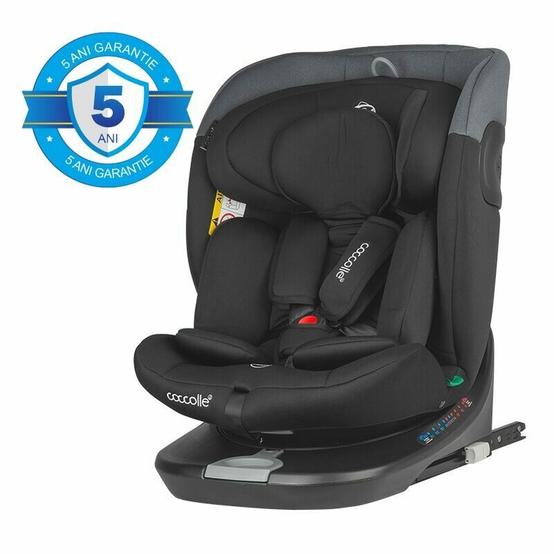 Scaun auto, Coccolle, Atira, i-Size, 40-150 cm, 9-36 kg, Rotire 360, Cu sistem Isofix+Top Tether, Tetiera reglabila in 12 pozitii, Scaun reglabil in 4 pozitii, Diamond black