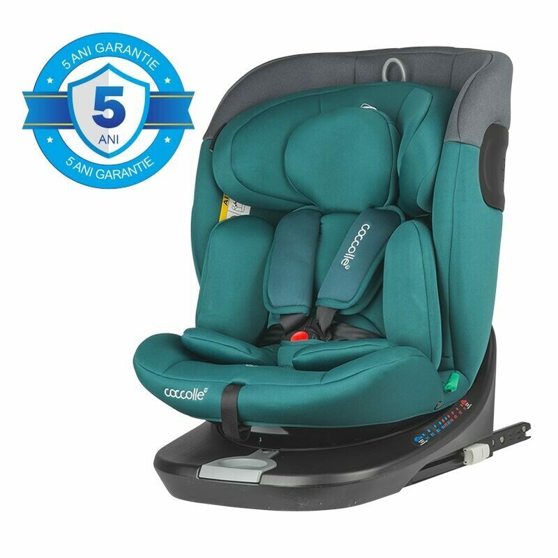 Scaun auto, Coccolle, Atira, i-Size, 40-150 cm, 9-36 kg, Rotire 360, Cu sistem Isofix+Top Tether, Tetiera reglabila in 12 pozitii, Scaun reglabil in 4 pozitii, Hydra blue