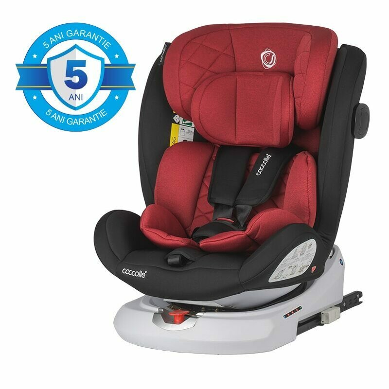 Scaun auto, Coccolle, Lyra, i-Size, 40-150 cm, 9-36 kg, Rotire 360, Cu sistem Isofix+Top Tether, Tetiera reglabila in 12 pozitii, Scaun reglabil in 4 pozitii, Dahlia red