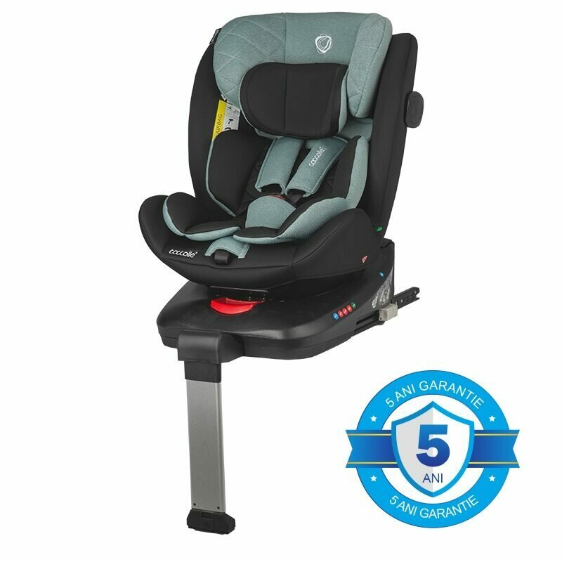 Scaun auto, Coccolle, Vigo, i-Size, 40-150 cm, 9-36 kg, Rotire 360, Cu sistem Isofix+picior, Tetiera reglabila in 12 pozitii, Scaun reglabil in 4 pozitii, Emerald green