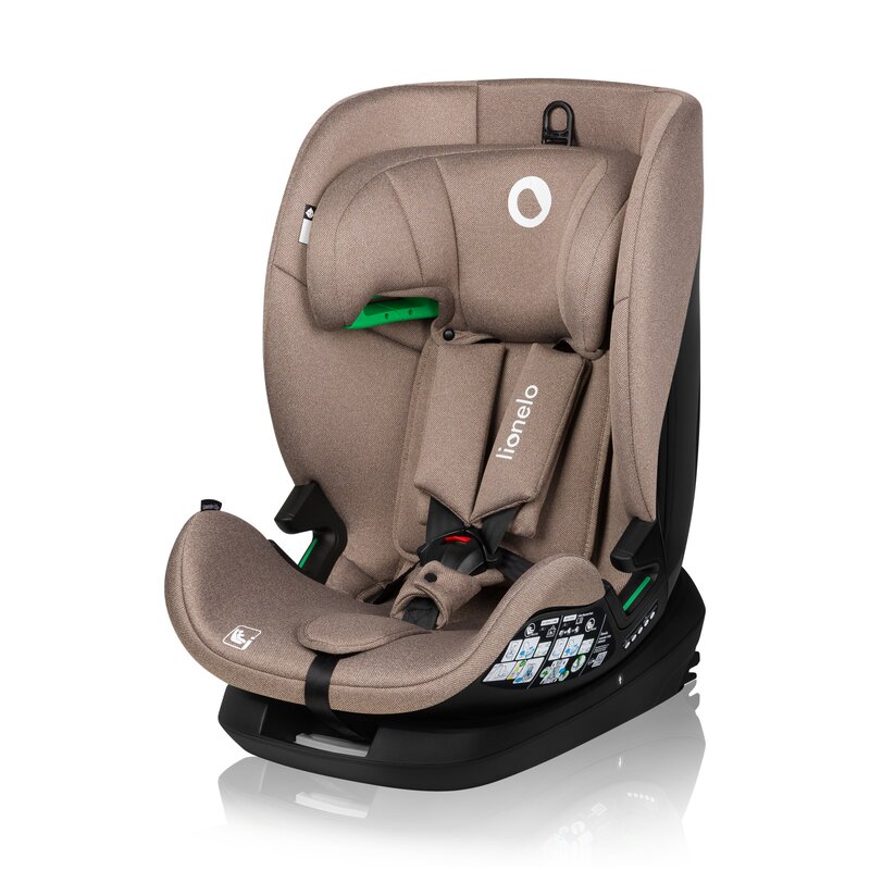 Scaun auto, Lionelo, Lavender I-size, Isofix, Cu centura TopTether, Cu spatar inclinabil in 5 pozitii, Cu tetiera reglabila in 13 pozitii, Instalare cu fata inainte, 9-36 Kg, 76-150 cm, Conform cu ECE R129, Bej