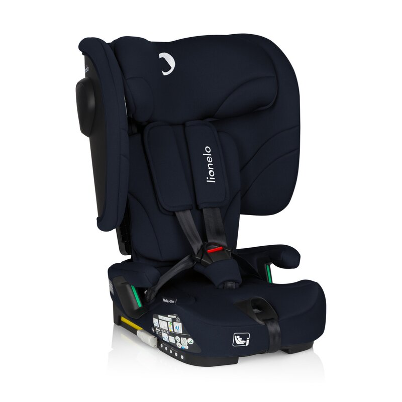 Scaun auto pliabil, Lionelo, Nelly, i-Size, 76- 150 cm, Tetiera reglabila in 15 pozitii, Spatar reglabil in 4 pozitii, Sisteme de fixare Isofix si Top Tether, Sezut lat si confortabil, Conform cu ECE R129, Albastru