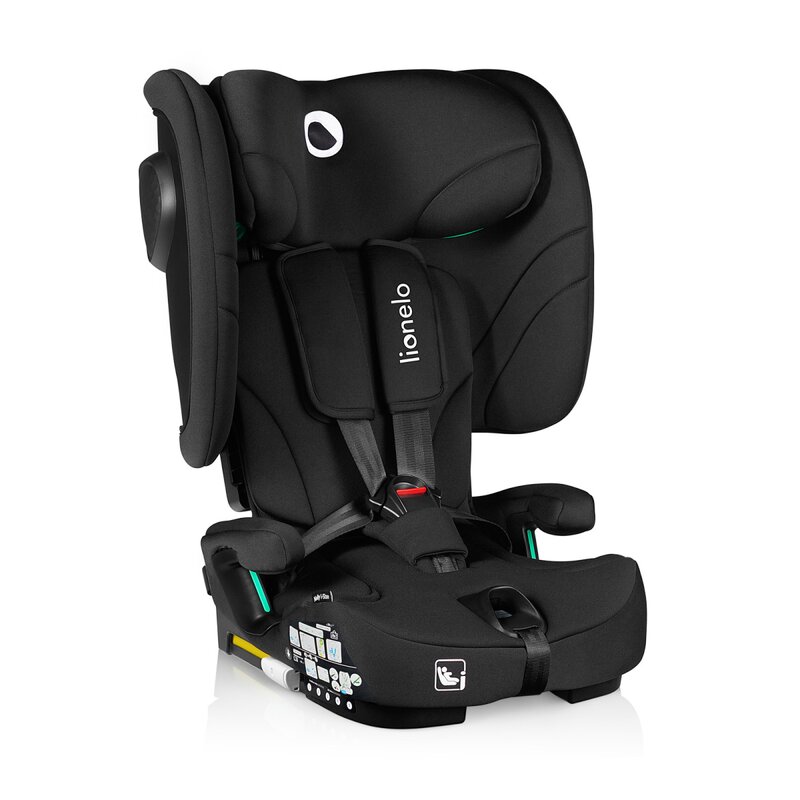 Scaun auto pliabil, Lionelo, Nelly, i-Size, 76- 150 cm, Tetiera reglabila in 15 pozitii, Spatar reglabil in 4 pozitii, Sisteme de fixare Isofix si Top Tether, Sezut lat si confortabil, Conform cu ECE R129, Negru
