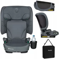Scaun auto pliabil, Lionelo, Orin, i-Size, 100-150 cm, Tetiera reglabila in 14 pozitii, Spatar in 4 pozitii, Isofix+Top Tether, Sezut ergonomic, Husa transport, Suport sticla, Gri Grafit
