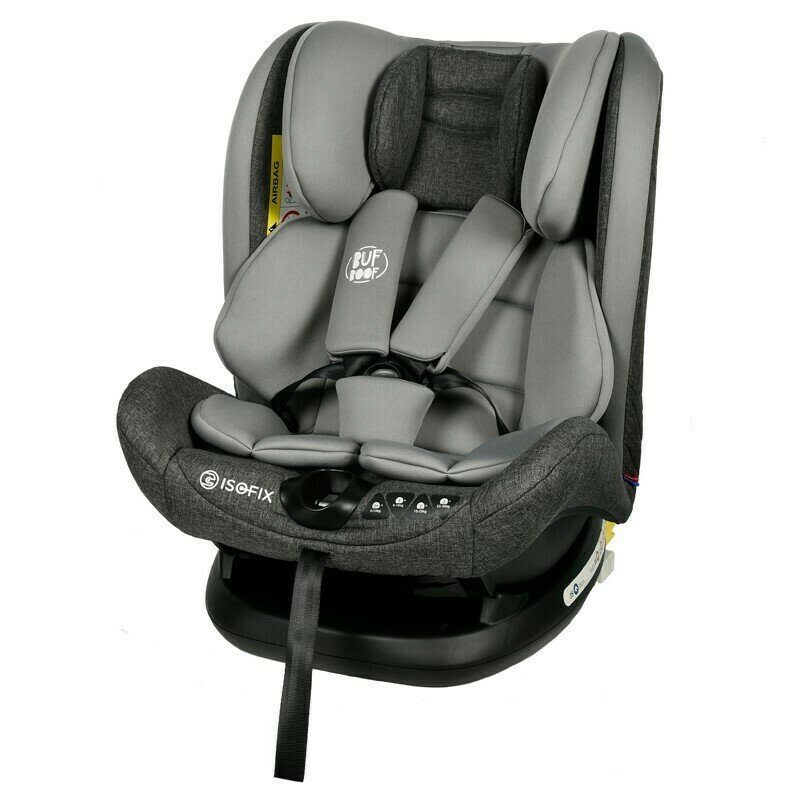 Buf boof - scaun auto ruby deluxe spatar reglabil pozitie de somn 0-36 kg cu isofix gri