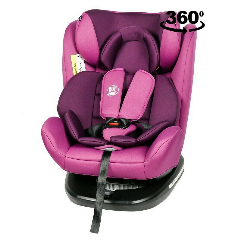 Buf boof - scaun auto tweety rotativ 360 grade cu isofix 0-36 kg baza neagra purple