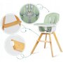 Ricokids - Scaun de masa Multifunctional Lilo , 3 in 1, Cu picioare din lemn, 63x58 cm, Verde - 4