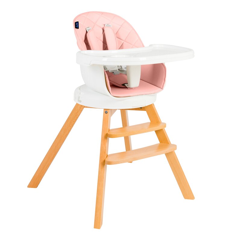 Juju - scaun de masa multifunctional eat&twist , 3 in 1, cu sezut rotativ, roz