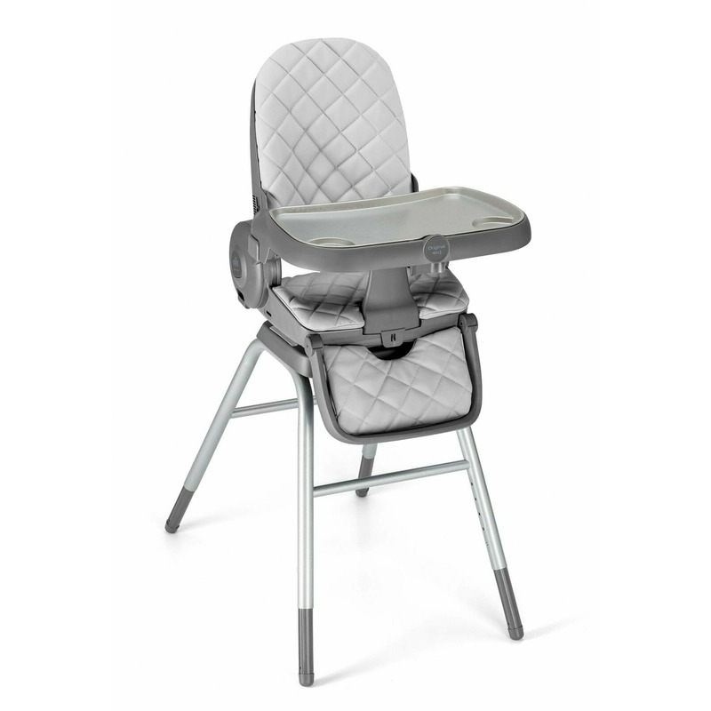 Scaun de masa 4in1 pentru bebelusi si copii, cam original, inaltime ajustabila, varsta 0-14 ani, pliabil, centura de siguranta in 5 puncte, depozitare, gri matlasat