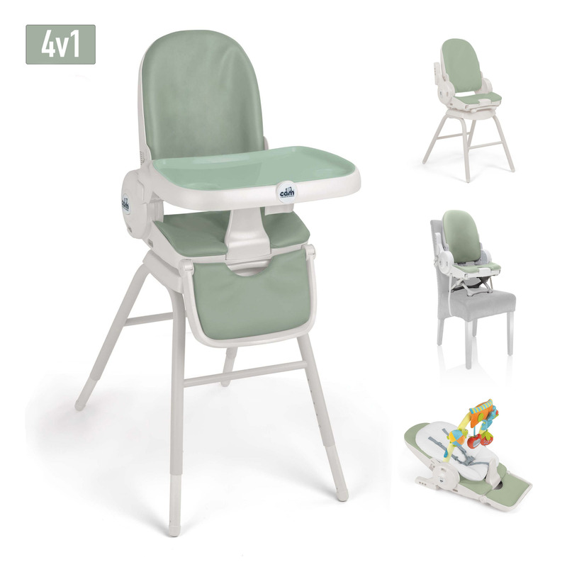 Scaun de masa 4in1 pentru bebelusi si copii, cam original, inaltime ajustabila, varsta 0-14 ani, pliabil, centura de siguranta in 5 puncte, depozitare, mint