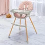 Scaun de masa, Baby Mix, Freya, Multifunctional, Pana la 15 kg, Cu tavita dubla reglabila, Cu suport pentru picioare, Usor de transportat, Conform cu EN 14988+A1:2020-07, 6-36 luni, Dusty Pink - 2