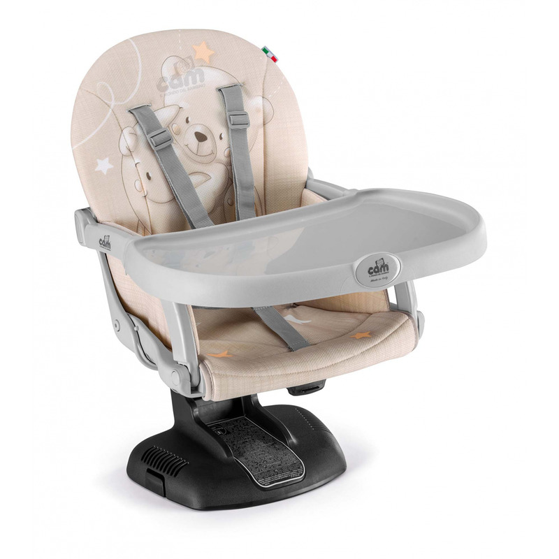 Scaun de masa cam seat idea, inaltime ajustabila, varsta 6-36 luni, pliabil, centura de siguranta in 5 puncte, bej