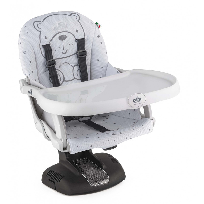 Scaun de masa cam seat idea, inaltime ajustabila, varsta 6-36 luni, pliabil, centura de siguranta in 5 puncte, gri