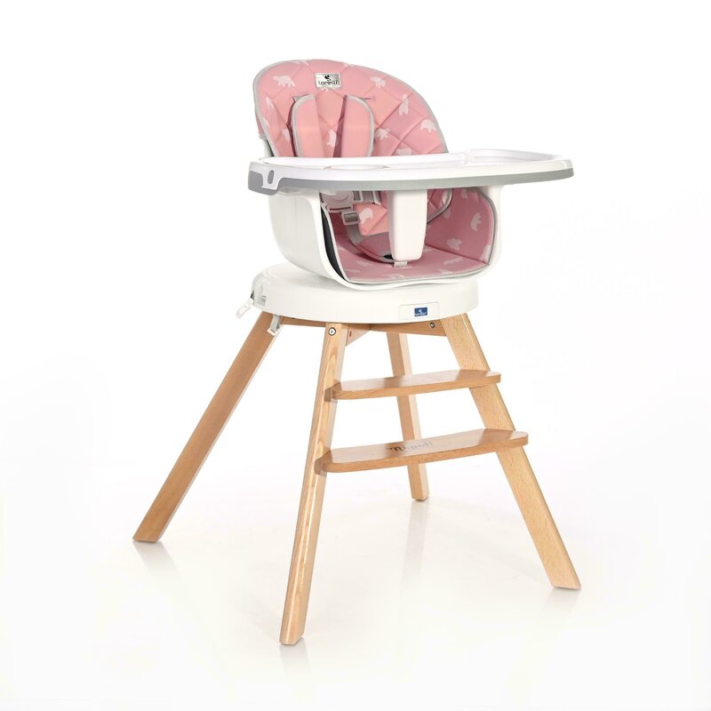 Lorelli - scaun de masa multifunctional napoli 3 in 1, cu sezut rotativ bears, roz