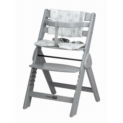 Scaun de masa, FreeON, Finny Fold, 6 luni - 15 Kg, Reglabil pe inaltime, Pernuta, Pliabil, Gray