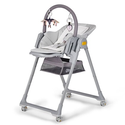  Scaun de masa, Kinderkraft Select, Lastree, 2 in 1, Sezlong, Pliabil, Cu tavita, Cu suport picioare, Cu husa detasabila si lavabila, Reglabil, 0 luni+, Gri