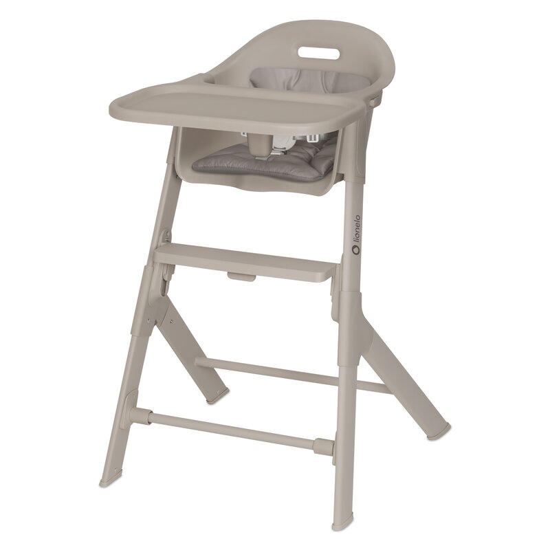 Scaun de masa, Lionelo, Beny, Suport de picioare si tavita ajustabile in 2 pozitii, Insertie moale, Centuri in 3 puncte, Asamblare rapida, Sustine 15 kg, 6 luni+, Bej