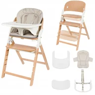 Scaun de masa multifunctional Megan, Lionelo, Din lemn de fag, 6 luni- adult, Reglabil pe inaltime, Husa impermeabila, Tavita silicon, Suport de picioare reglabil, Greutate maxima 110 Kg, Alb/Natur