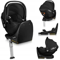 Scoica auto, Lionelo, Moxie, i-Size, Include baza rotativa 360 cu picior de fixare, 40-87 cm, Tetiera reglabila, intarita cu spuma de memorie, Carcasa ventilata, Din bambus, Protectie avansata, Conform R129, Negru