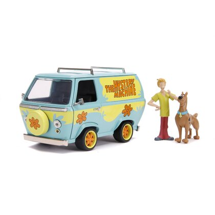 Simba - Masinuta Dubita Mystery van , Scooby Doo,  Metalica,  Scara 1:24, Cu 2 figurine Scooby Doo si Shaggy, Multicolor