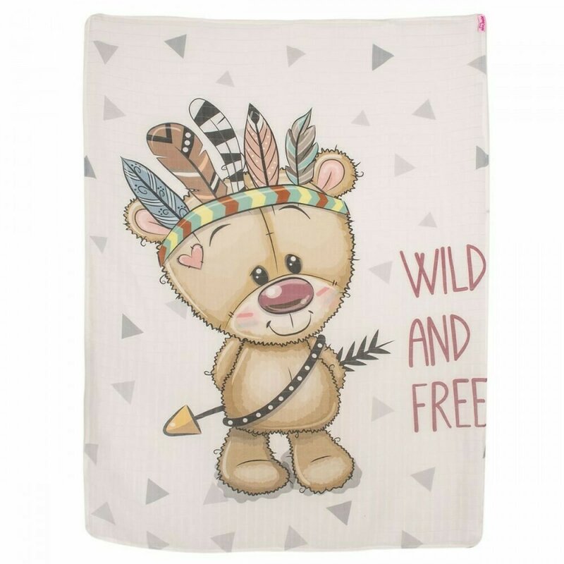 Sevibebe - scutec muselina bear bumbac 90x90 cm