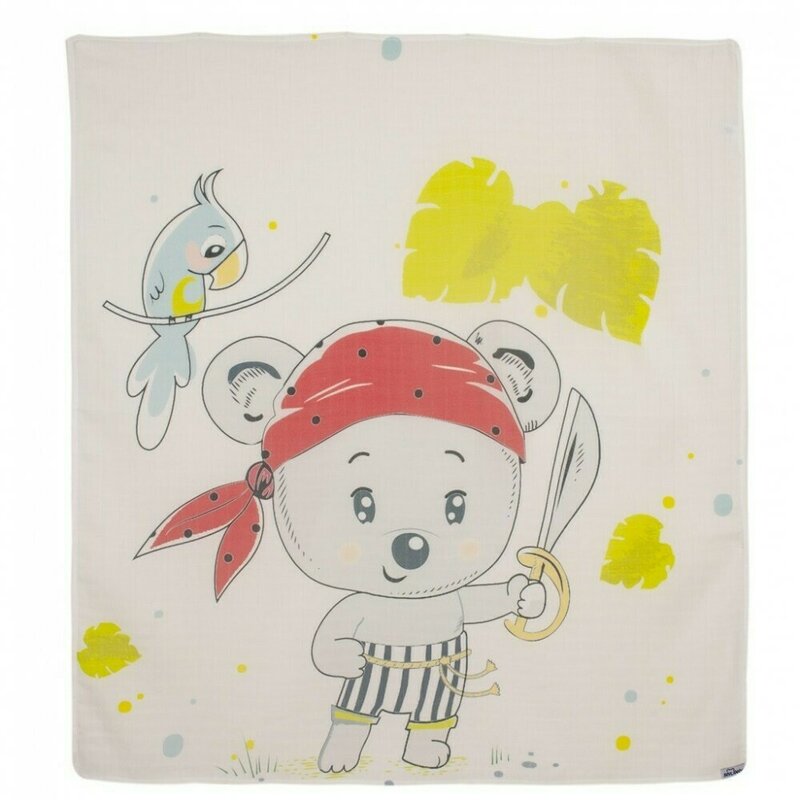 Sevibebe - scutec muselina pirate bumbac 90x90 cm