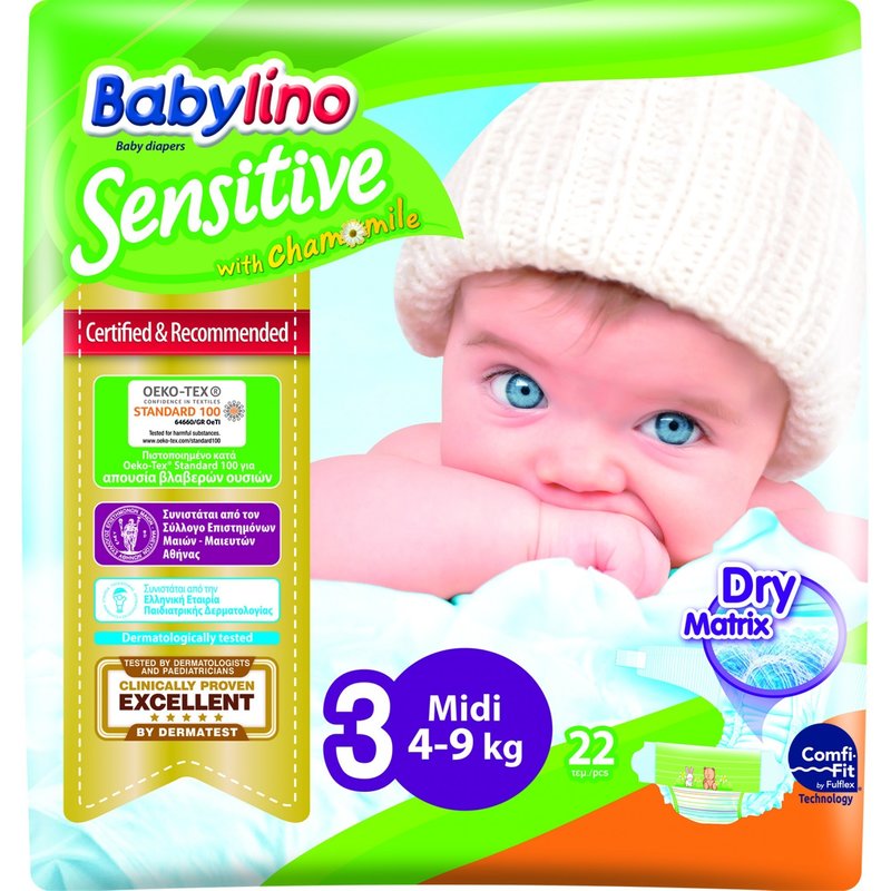 Babylino - Scutece Sensitive N3 4-9kg/22 buc